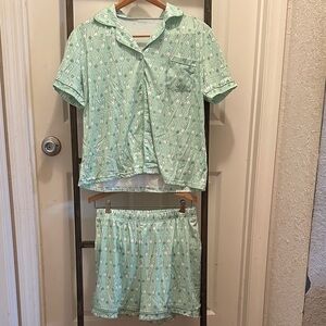 Amazon Light Green Bunny Pattern Pajama Set